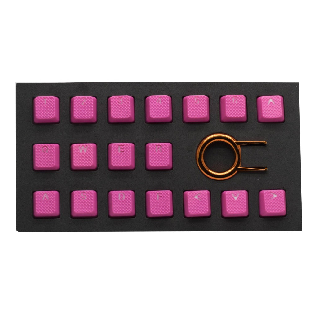 Tai-Hao Rubber Keycap Set 18 Neon Pink by Level Up Desks