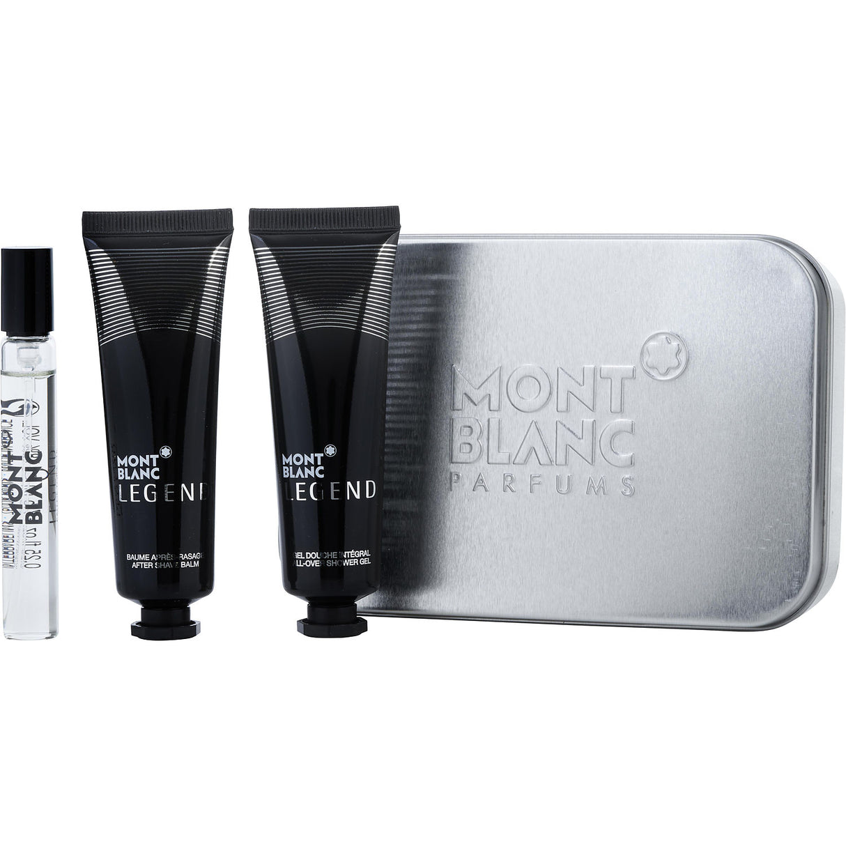 MONT BLANC LEGEND by Mont Blanc - EDT SPRAY 0.25 OZ & AFTERSHAVE BALM 1 OZ & ALL OVER SHOWER GEL 1 OZ & TIM BOX - Men