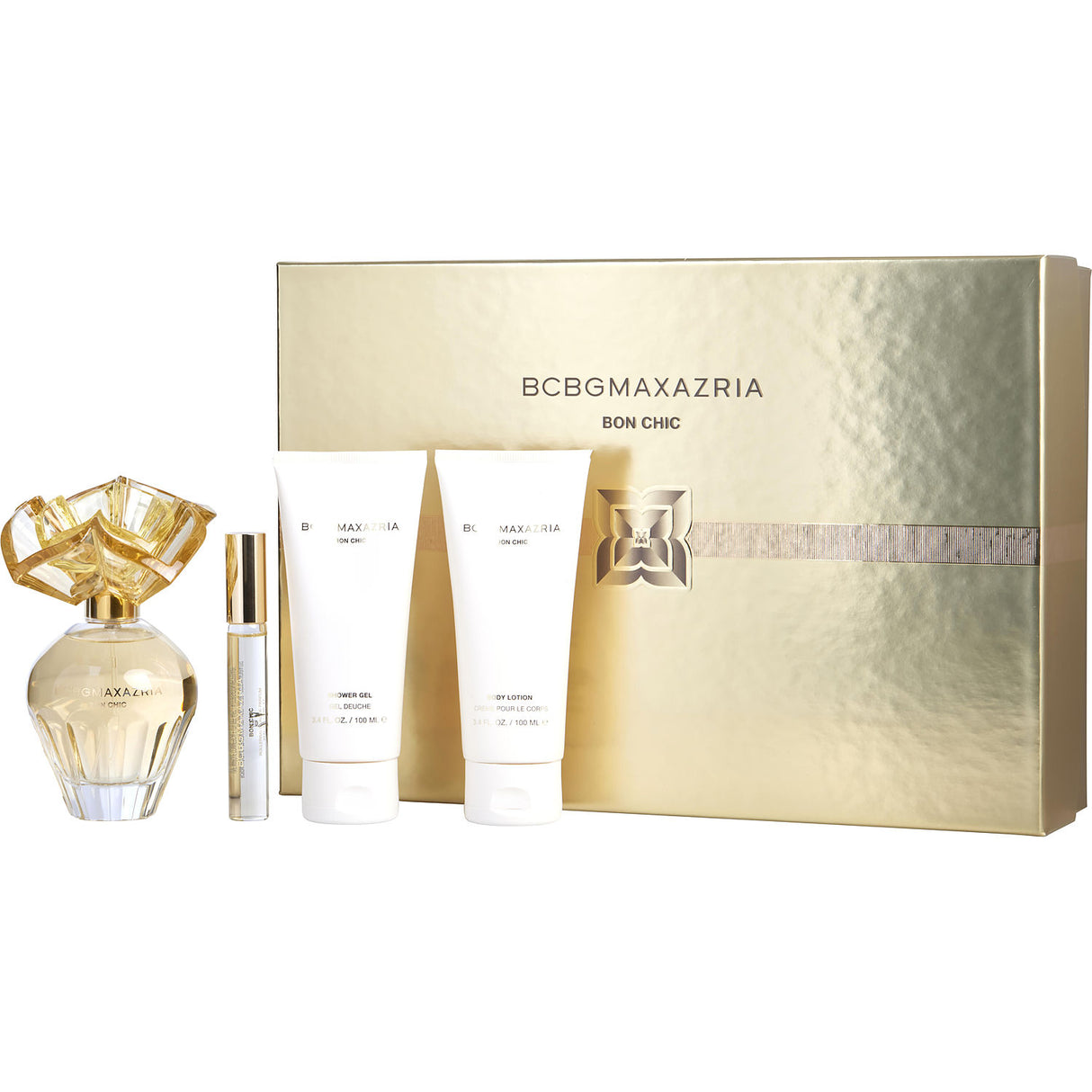 BCBGMAXAZRIA BON CHIC by Max Azria - EAU DE PARFUM SPRAY 3.4 OZ & BODY LOTION 3.4 OZ & SHOWER GEL 3.4 OZ & EAU DE PARFUM ROLLERBALL 0.34 OZ MINI - Women