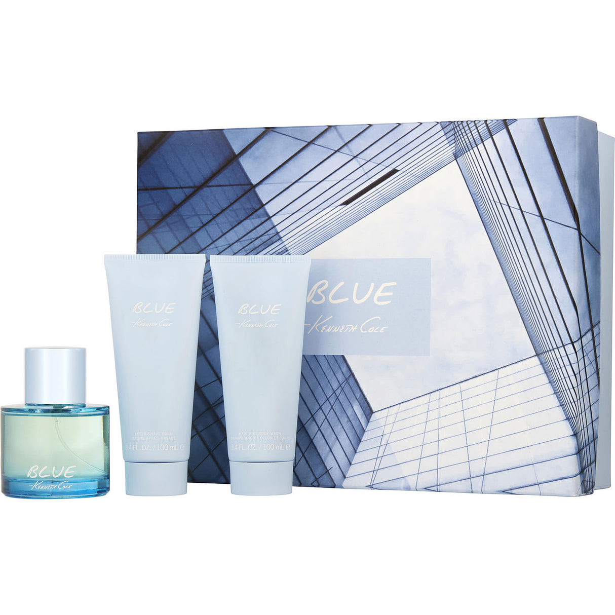 KENNETH COLE BLUE by Kenneth Cole - EDT SPRAY 3.4 OZ & AFTERSHAVE BALM 3.4 OZ & HAIR AND BODY WASH 3.4 OZ - Men