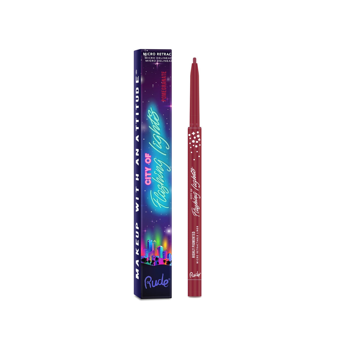 RUDE City of Flashing Lights Micro Retractable Liner - Pomegranate