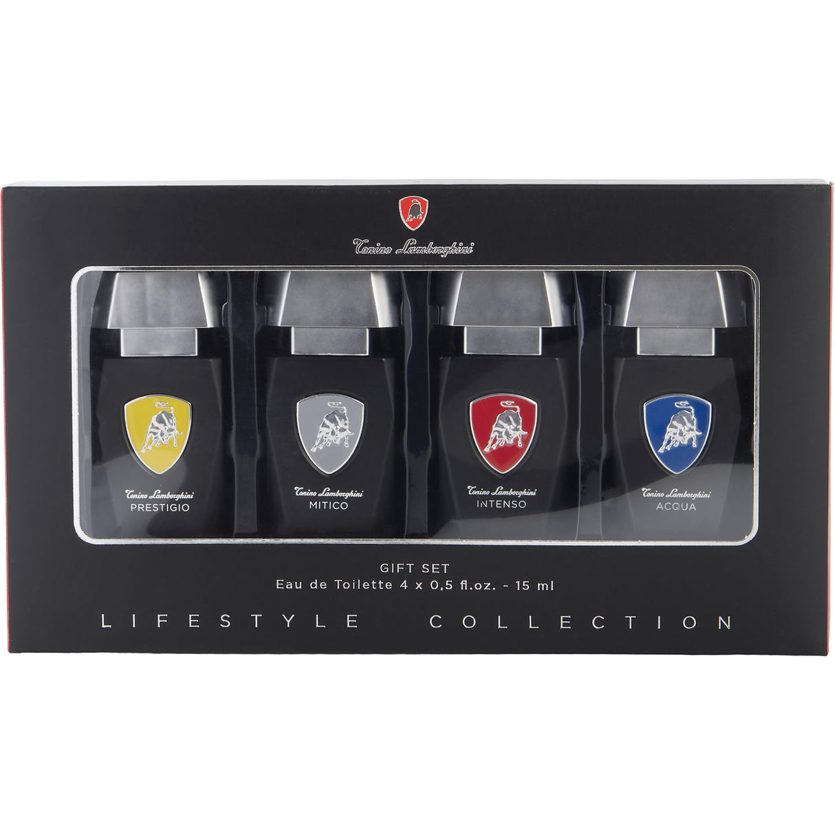 LAMBORGHINI VARIETY by Tonino Lamborghini - 4 PIECE VARIETY WITH PRESTIGIO & MITICO & INTENSO & ACQUA AND ALL ARE EDT 0.5 OZ - Men