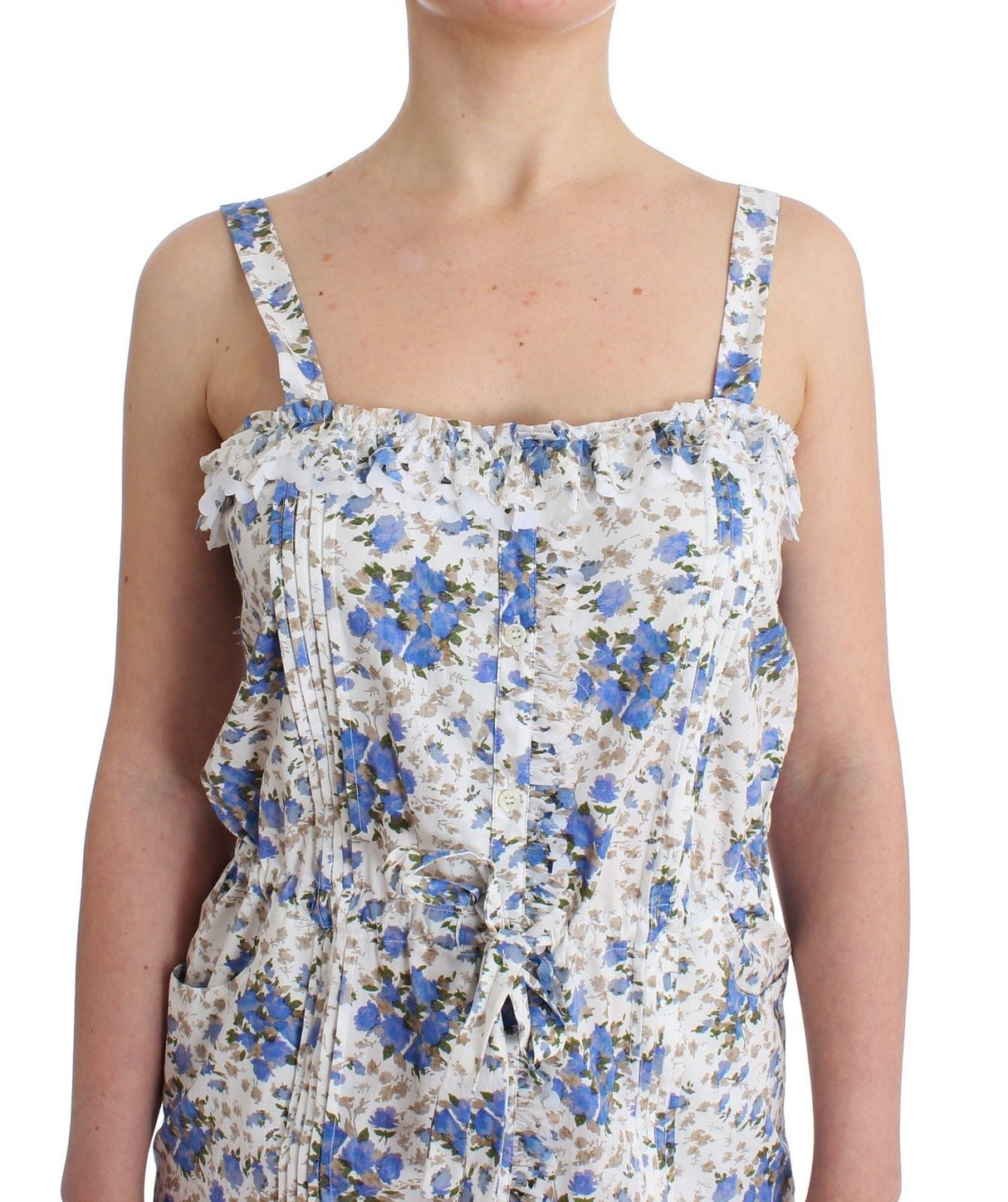 Beachwear Blue Floral Beach Mini Dress Short by Faz