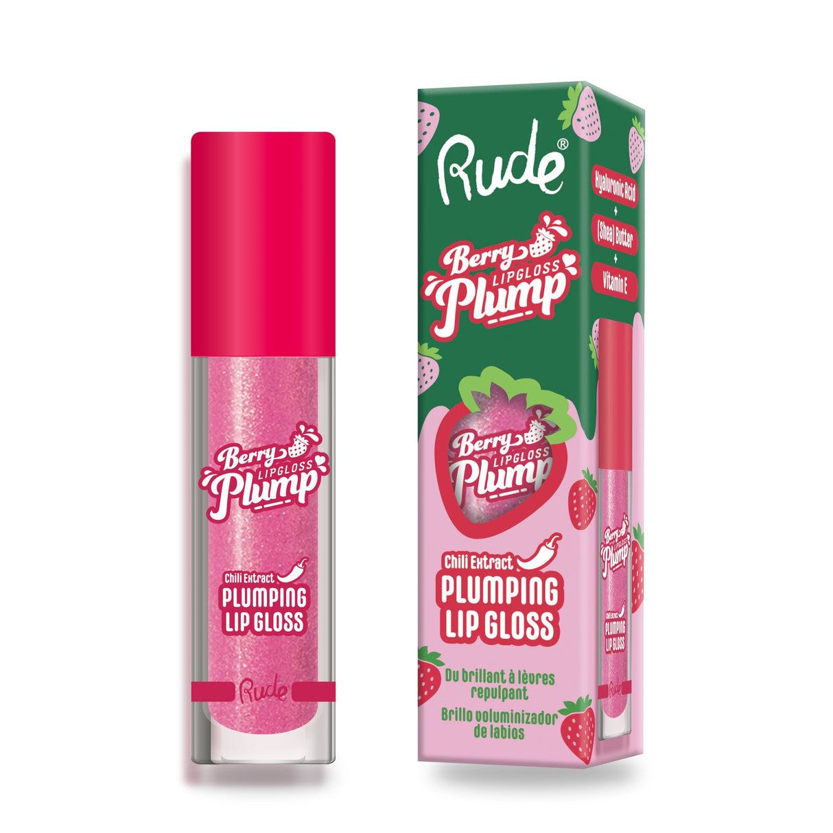 RUDE Berry Plump Plumping Lip Gloss - Cotton Candy