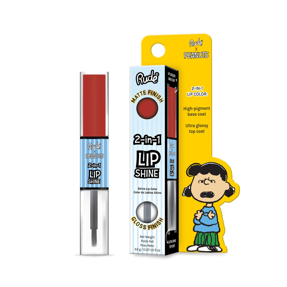 RUDE Peanuts 2-In-1 Lip Shine - Crabby