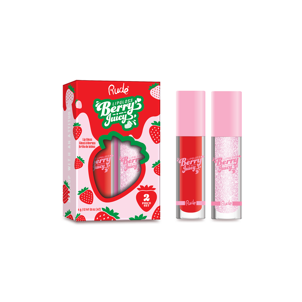 RUDE Berry Juicy Lip Gloss Duo - Code Red / Crystalize Duo