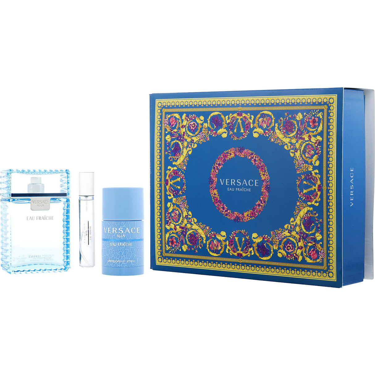 VERSACE MAN EAU FRAICHE by Gianni Versace - EDT SPRAY 3.4 OZ & DEODORANT STICK 2.5 OZ & EDT SPRAY MINI 0.3 OZ - Men