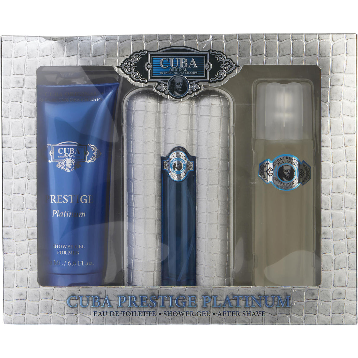 CUBA PRESTIGE PLATINUM by Cuba - EDT SPRAY 3 OZ & AFTERSHAVE SPRAY 3.3 OZ & SHOWER GEL 6.7 OZ - Men