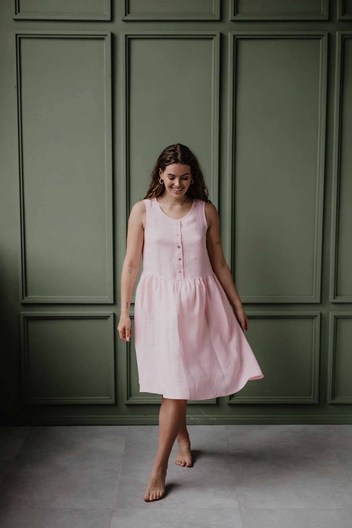 Linen sleeveless summer dress HAZEL by AmourLinen