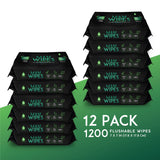 12 Pack of Flushable Man Wipes (1200 Mint Scented Wipes) by Pursonic