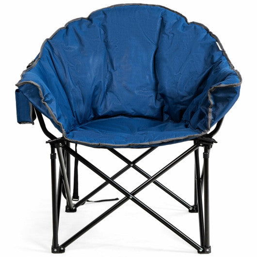 Folding Camping Moon Padded Chair with Carrying Bag-Navy