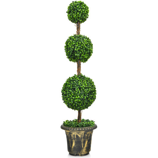 4 Feet Artificial Topiary Triple Ball Tree Plant