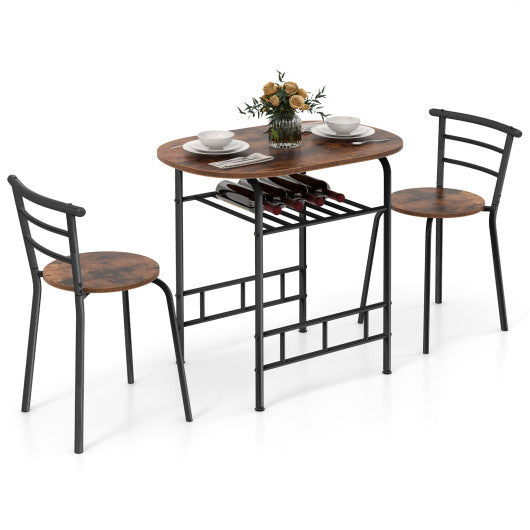 3-Piece Space-Saving Bistro Set for Kitchen and Apartment-Coffee