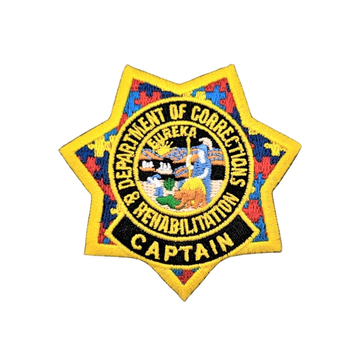 CDCR CAPTAIN <br> Autism Awareness <br>  Ribbon Badge Patch by Custom Pins & Buckles