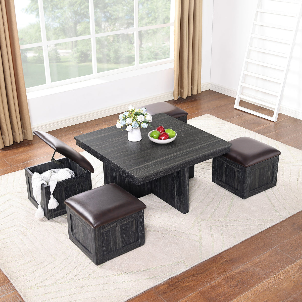 Coffee Table with 4 Storage Stools by Blak Hom