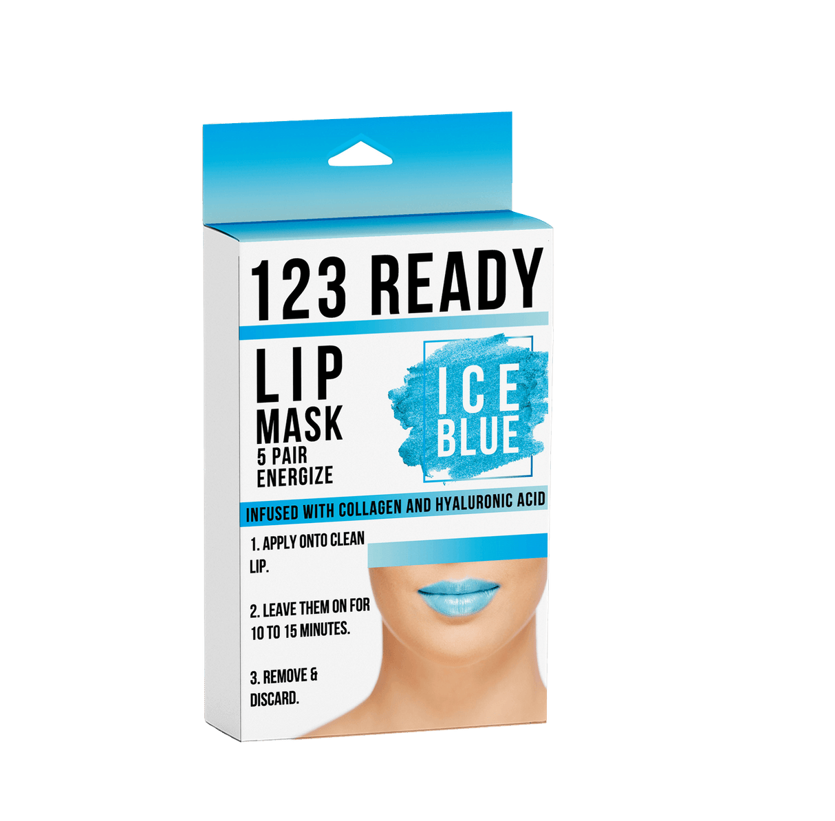 123 Ready ICE BLUE ENERGIZE GEL LIP PATCHES 5PC by ZAQ Skin & Body