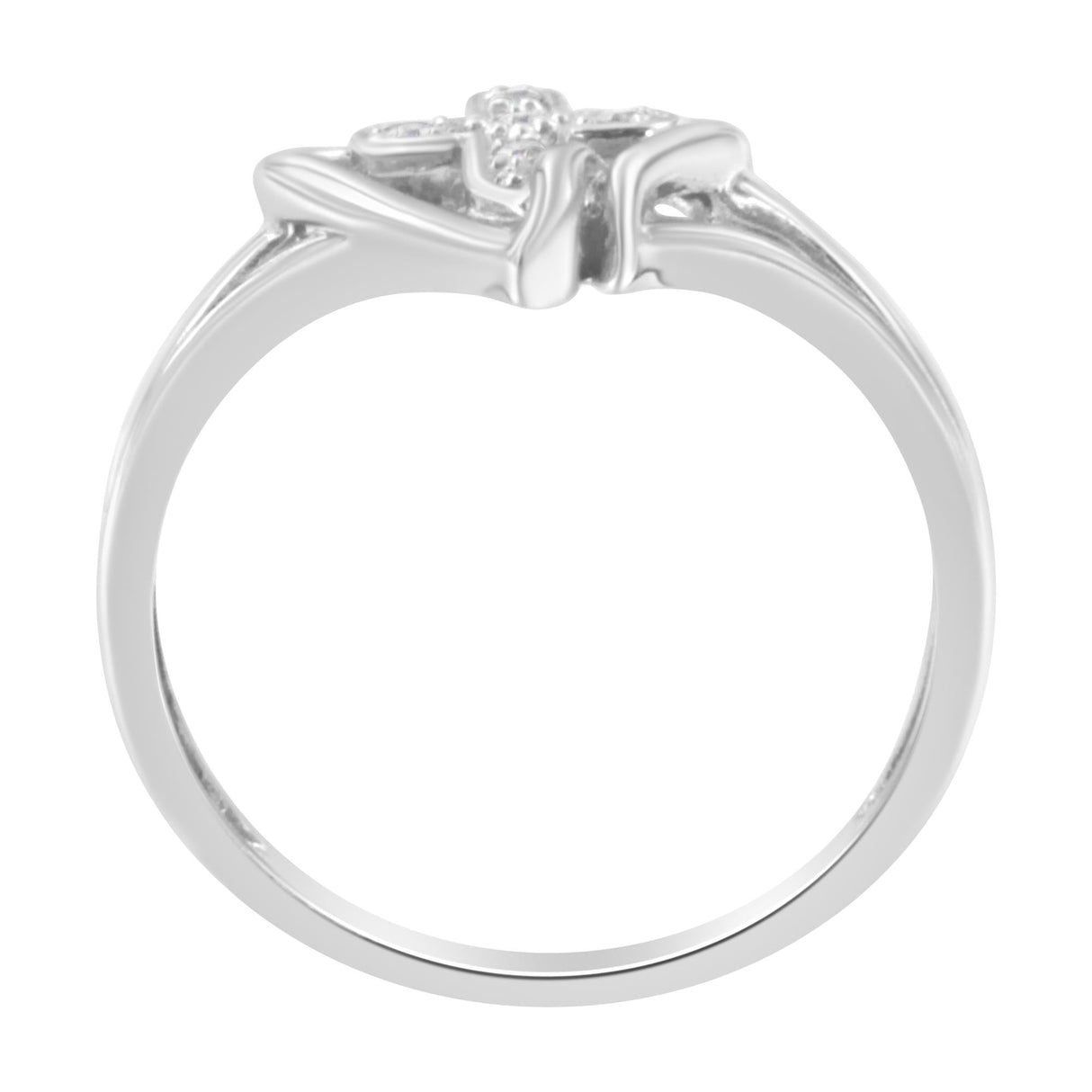 10K White Gold Diamond-Accented Cross & Open Heart Promise Fashion Ring (H-I Color, I1-I2 Clarity) by Haus of Brilliance