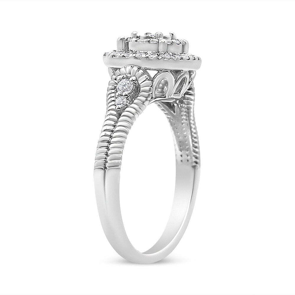 .925 Sterling Silver 1/3 Cttw Miracle Set Round-Cut Diamond Cocktail Ring (H-I Color, I1-I2 Clarity) by Infinite Jewels