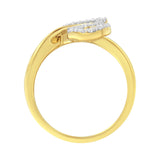 10K Yellow Gold 3/8 Cttw Round and Baguette-Cut Diamond Leaf Cocktail Ring (I-J Color, I1-I2 Clarity) by Haus of Brilliance