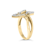 18K Yellow Gold Plated .925 Sterling Silver 1/2 Cttw Baguette and Round Diamond Bypass Triple Leaf Ring (I-J Color, I1-I2 Clarity) by Haus of Brilliance