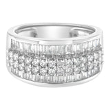 14K White Gold Round and Baguette Diamond Ring (1 1/2 Cttw, F-G Color, SI1-SI2 Clarity) by Haus of Brilliance