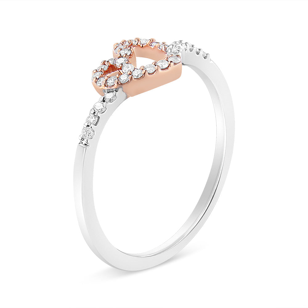 14K Rose Gold Plated and White .925 Sterling Silver 1/5 Cttw Round-Cut Diamond Open Heart Promise Ring (I-J Color, I2-I3 Clarity) by Haus of Brilliance