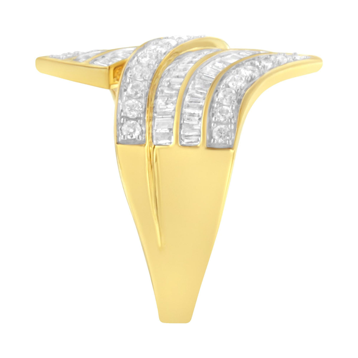 10K Yellow Gold Diamond Bypass Ring (1 1/7 Cttw, I-J Color, I1-I2 Clarity) by Haus of Brilliance