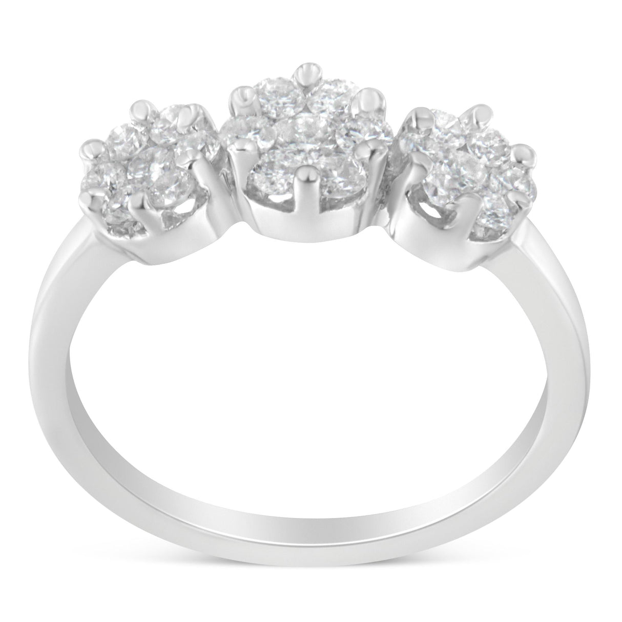 14K White Gold Three-Stone Cluster Diamond Ring (0.7 Cttw, H-I Color, SI2-I1 Clarity) by Haus of Brilliance