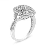 .925 Sterling Silver 1/2 Cttw Round-Cut Diamond Cluster Cushion Ring (I-J , I1-I2) by Haus of Brilliance