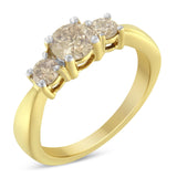 10K Yellow Gold Three Stone Diamond Band Ring (1.00 cttw, J-K Color, I2-I3 Clarity) by Haus of Brilliance