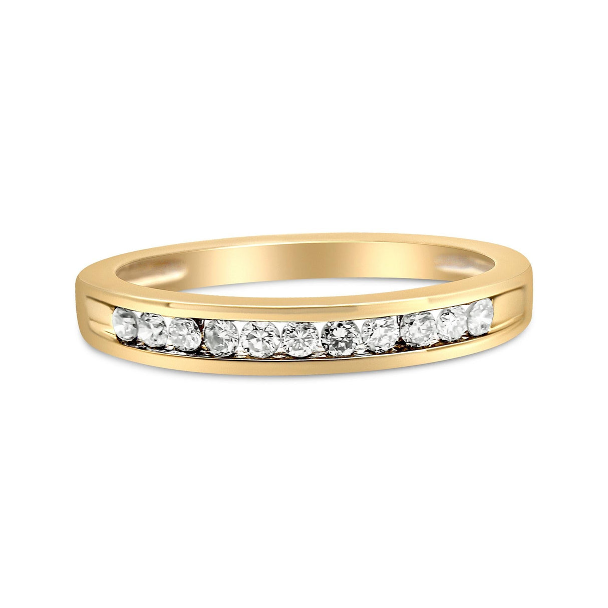 10K Yellow Gold Plated .925 Sterling Silver 1/4 Cttw Channel Set Round Diamond 11 Stone Wedding Band Ring (K-L Color, I1-I2 Clarity) by Haus of Brilliance