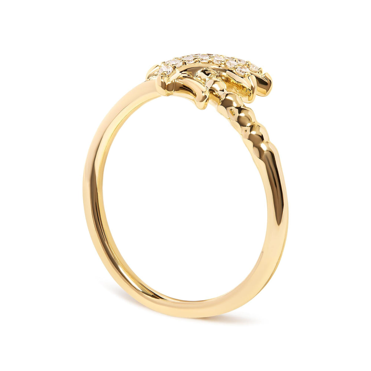 10K Yellow Gold 1/10 Cttw Diamond  Palm Tree Statement Ring (H-I Color, I1-I2 Clarity) by Infinite Jewels