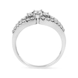 10K White Gold 1/2 Cttw Round Cut Diamond Three Stone Split Shank Band Ring (H-I Color, SI1-SI2 Clarity) by Haus of Brilliance