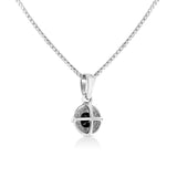 .925 Sterling Silver Treated Color Diamond Solitaire 18" Milgrain Pendant Necklace by Haus of Brilliance