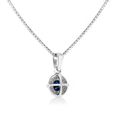 .925 Sterling Silver Treated Color Diamond Solitaire 18" Milgrain Pendant Necklace by Haus of Brilliance