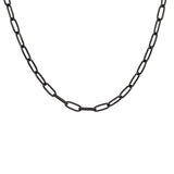 C400B B.Tiff Black 2 Clasps Oval Paperclip Link Chain Necklace by B.Tiff New York