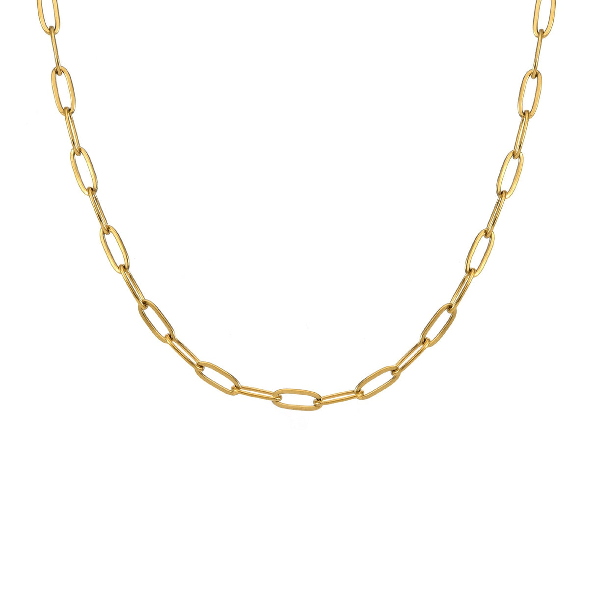 C400G B.Tiff Gold 2 Clasps Oval Paperclip Link Chain Necklace by B.Tiff New York