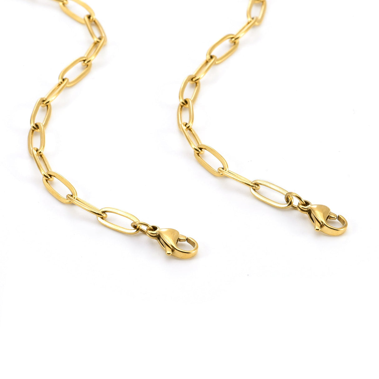 C400G B.Tiff Gold 2 Clasps Oval Paperclip Link Chain Necklace by B.Tiff New York