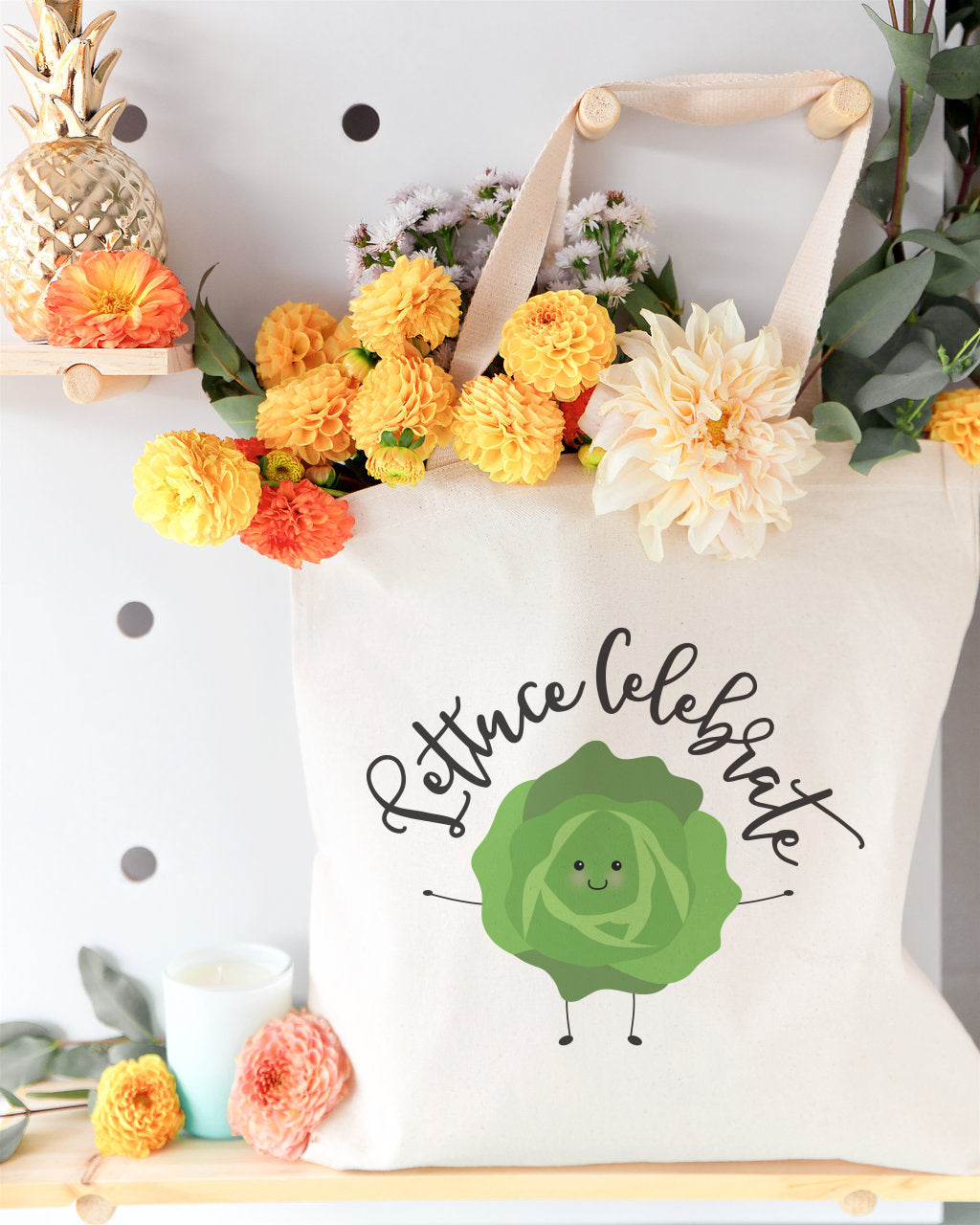 Lettuce Celebrate Cotton Canvas Tote Bag by The Cotton & Canvas Co.