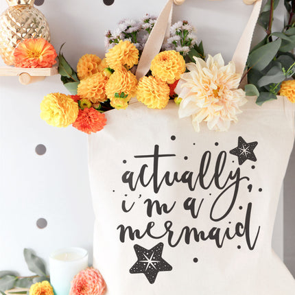 Actually, I'm a Mermaid Cotton Canvas Tote Bag by The Cotton & Canvas Co.