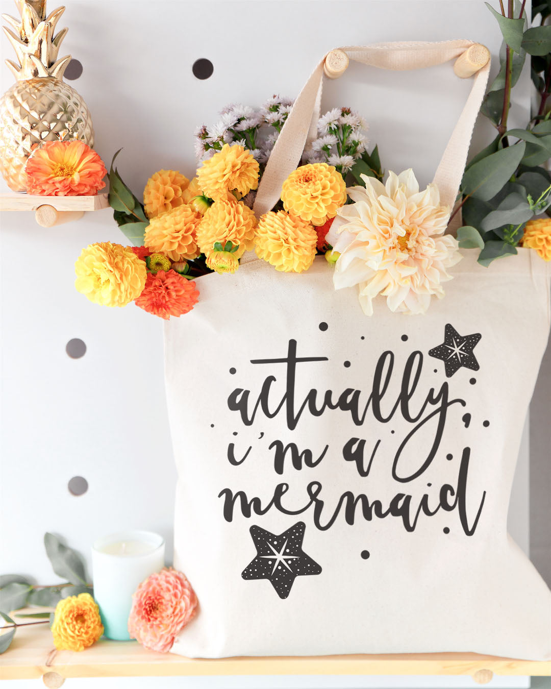 Actually, I'm a Mermaid Cotton Canvas Tote Bag by The Cotton & Canvas Co.