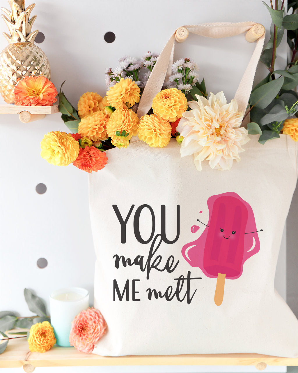 You Make Me Melt Cotton Canvas Tote Bag by The Cotton & Canvas Co.