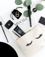 Closed Eyelashes Cotton Canvas Cosmetic Bag by The Cotton & Canvas Co.