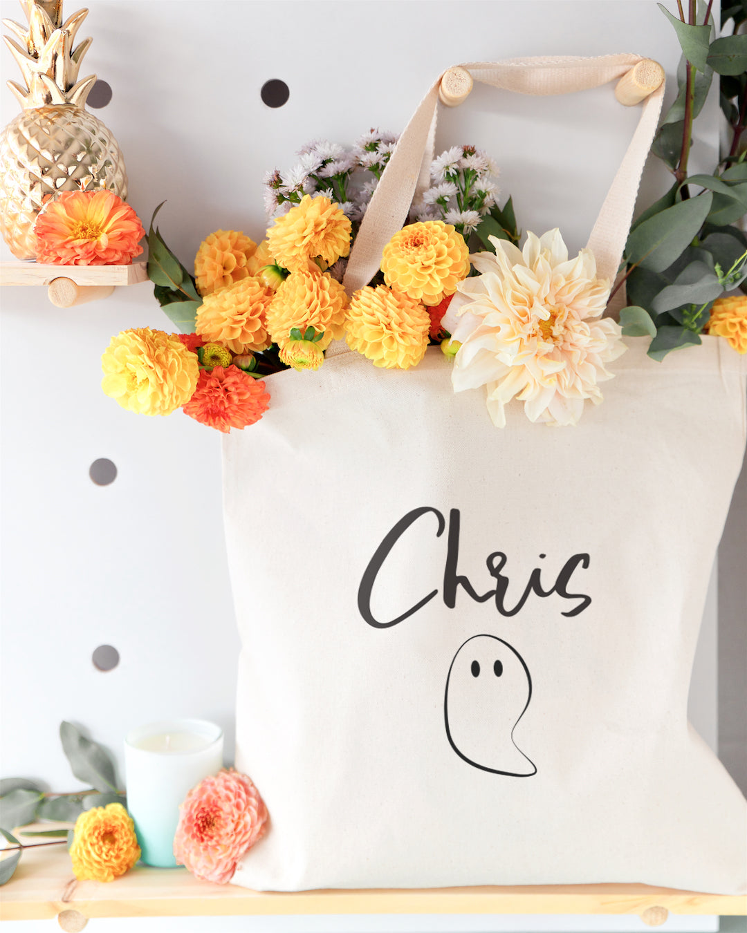 Personalized Name Ghost Cotton Canvas Tote Bag by The Cotton & Canvas Co.