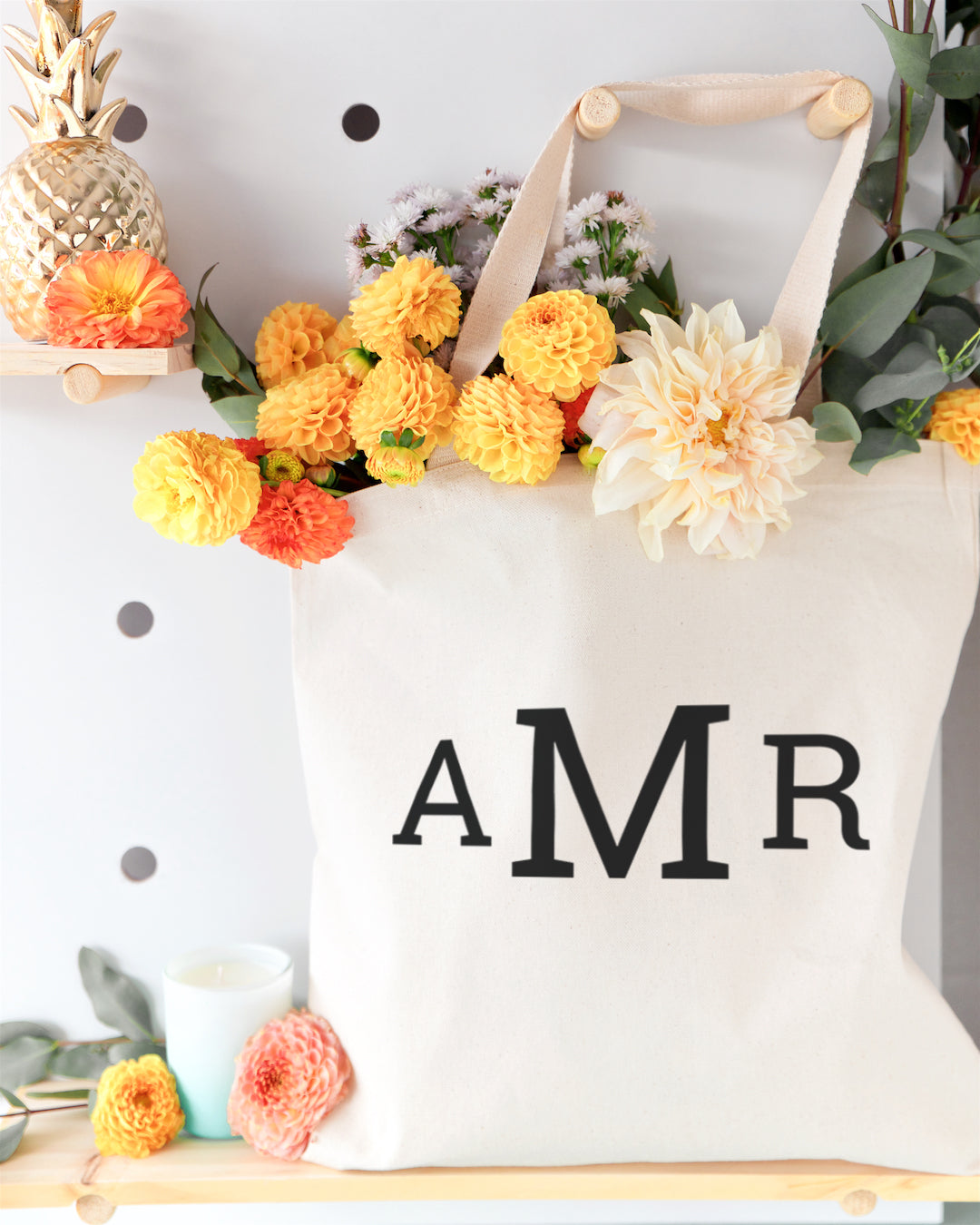 Personalized Triple Monogram Cotton Canvas Tote Bag by The Cotton & Canvas Co.