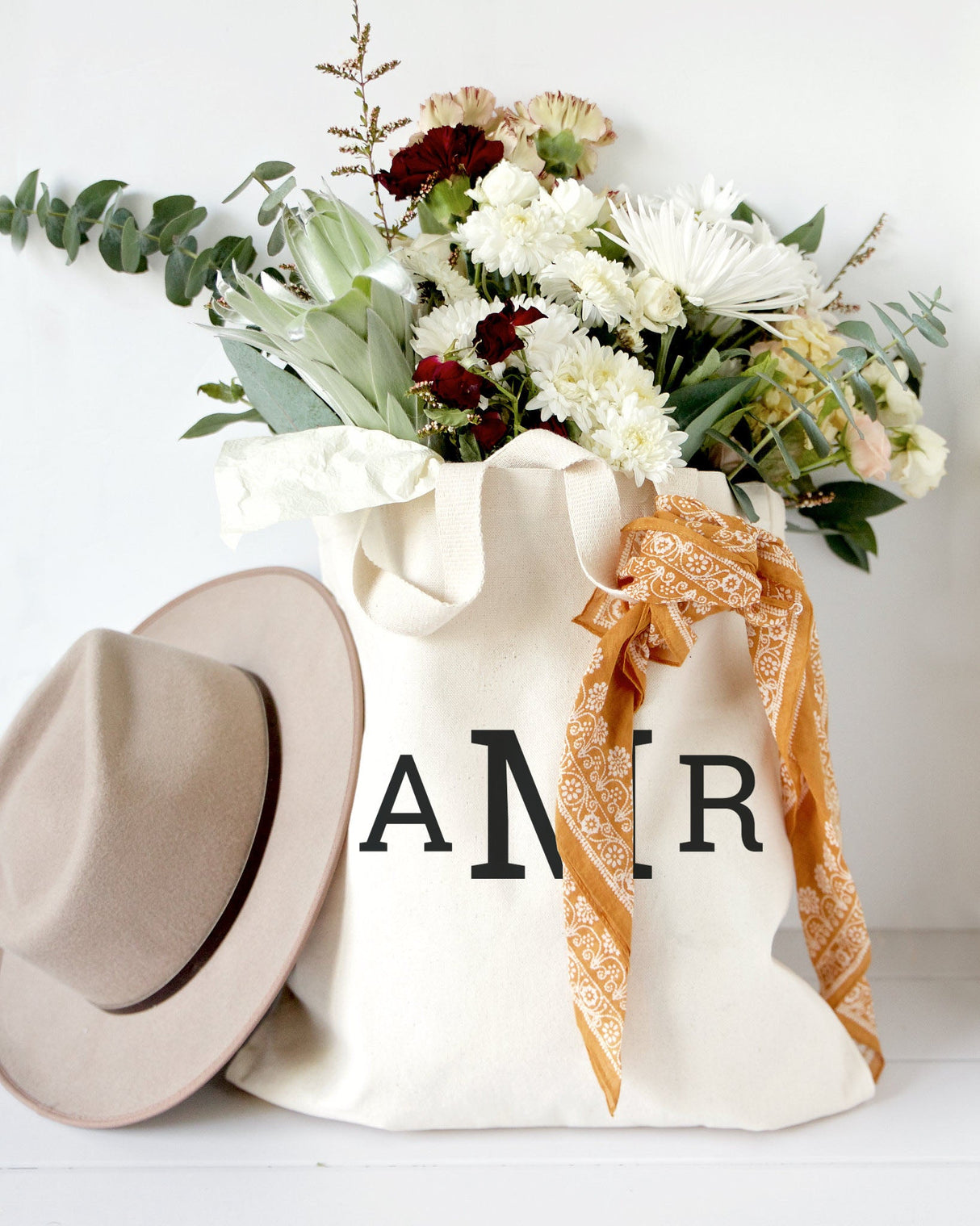 Personalized Triple Monogram Cotton Canvas Tote Bag by The Cotton & Canvas Co.