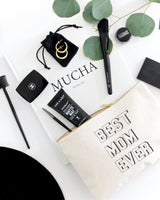 Modern Best Mom Ever Cotton Canvas Cosmetic Bag by The Cotton & Canvas Co.