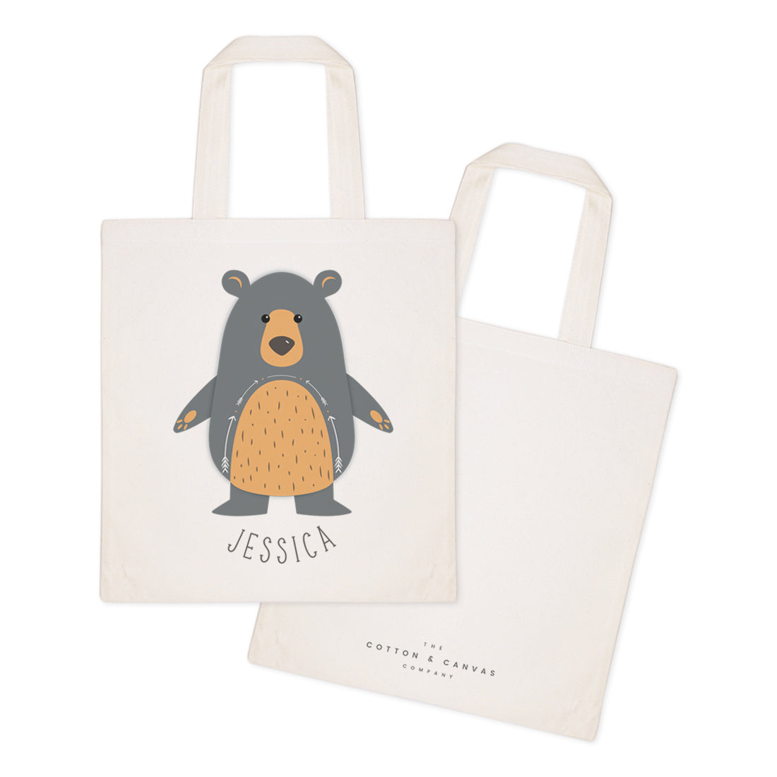 Personalized Name Bear Cotton Canvas Tote Bag by The Cotton & Canvas Co.