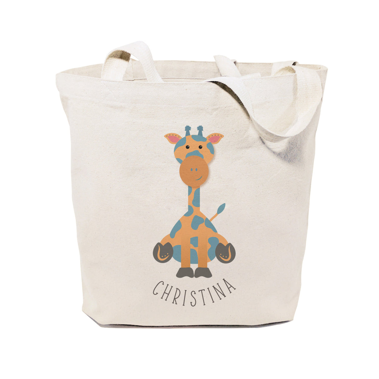 Personalized Name Giraffe Cotton Canvas Tote Bag by The Cotton & Canvas Co.