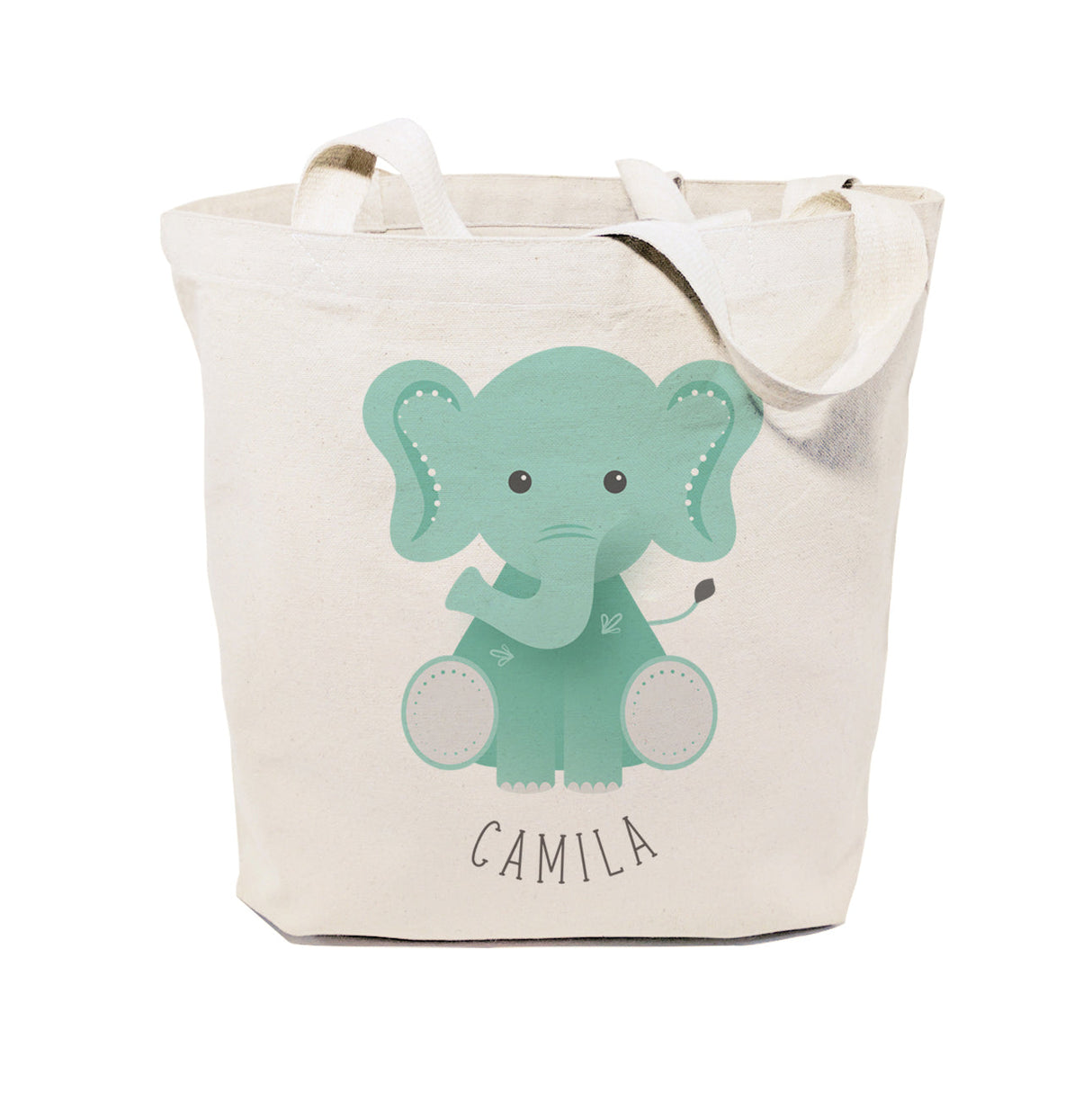 Personalized Name Elephant Cotton Canvas Tote Bag by The Cotton & Canvas Co.